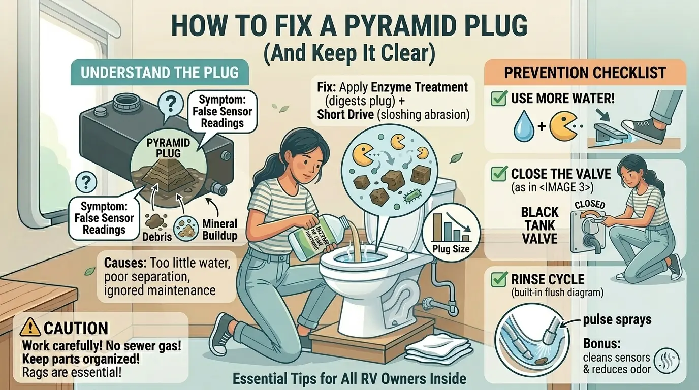 How to Fix a Pyramid Plug in an RV Black Tank (And Make Sure It Never Happens Again)