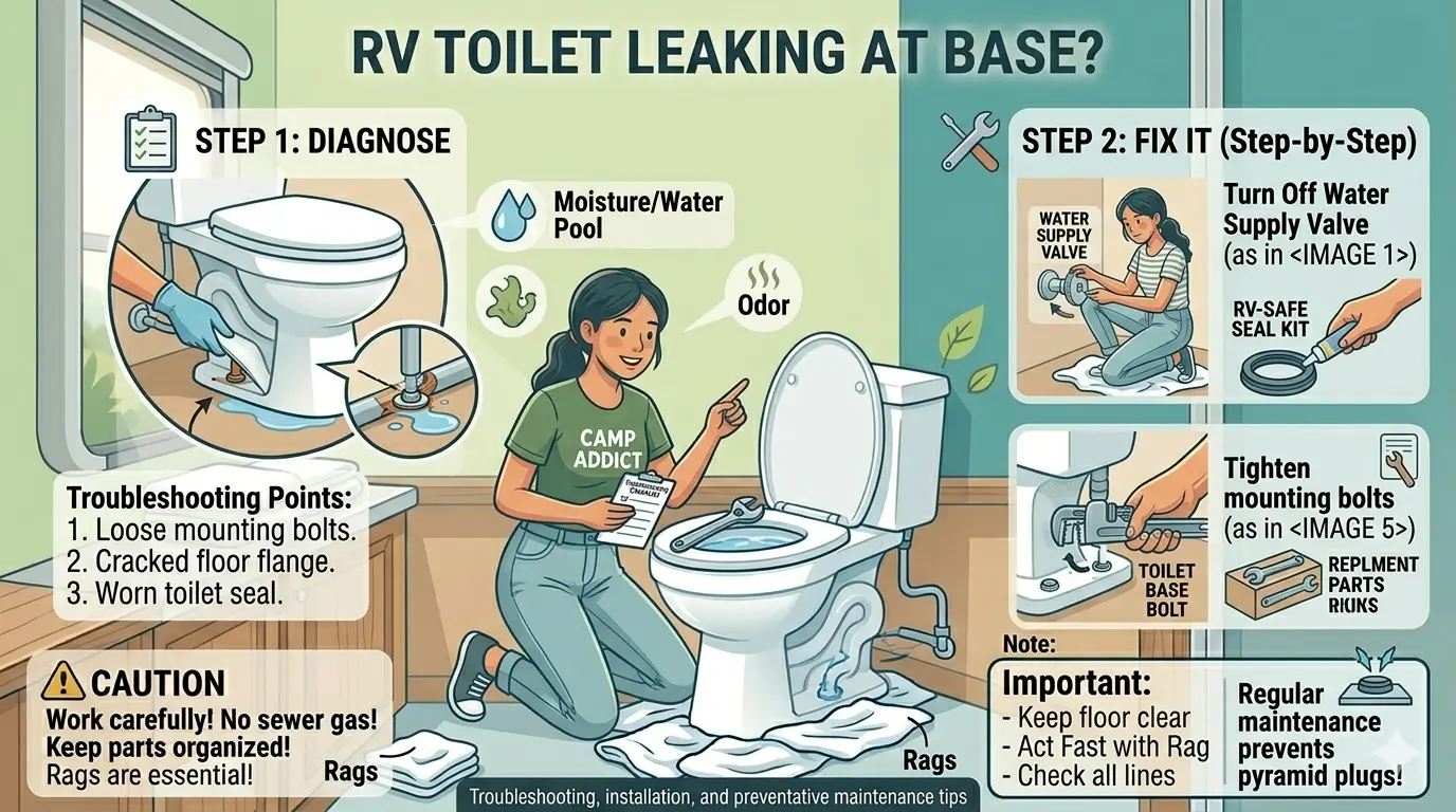 RV Toilet Leaking at BaseHow to Diagnose and Fix It (Step-by-Step)