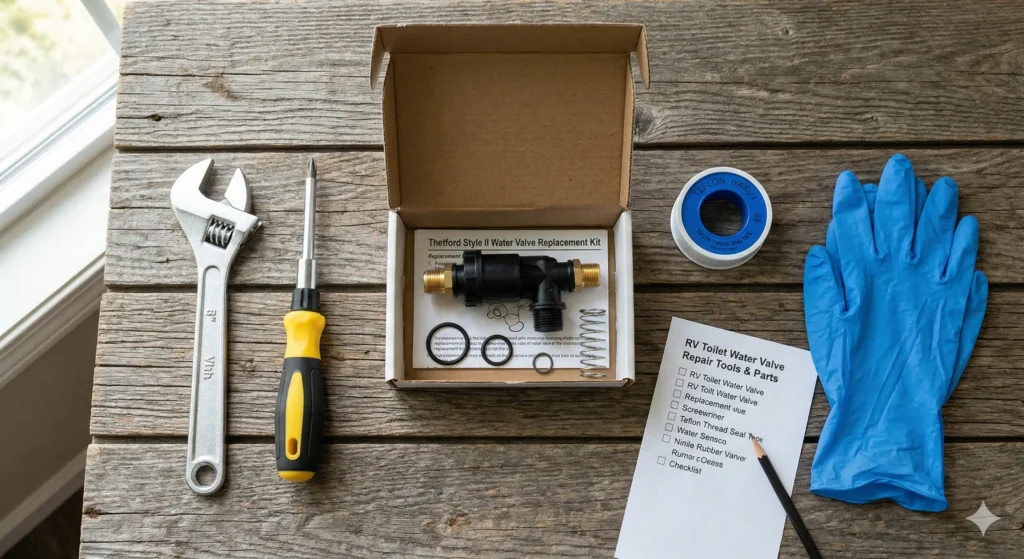 Tools needed to replace RV toilet water valve