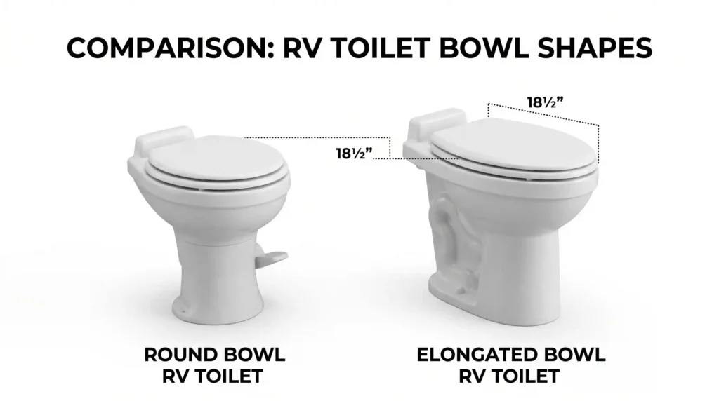 round vs elongated RV toilet bowl shape comparison Dometic 310 vs 320