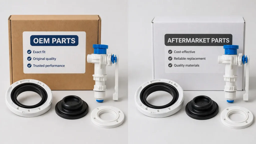 OEM and aftermarket Thetford camper toilet parts comparison