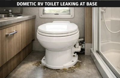 dometic rv toilet leaking at base