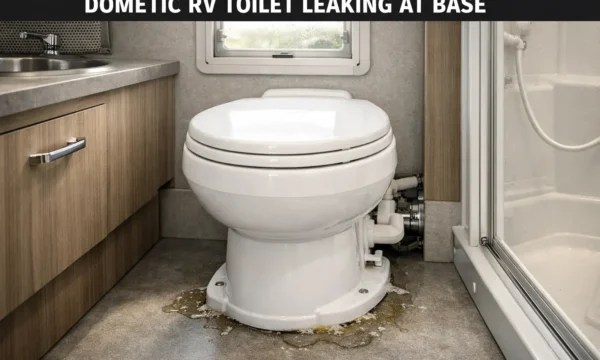 dometic rv toilet leaking at base