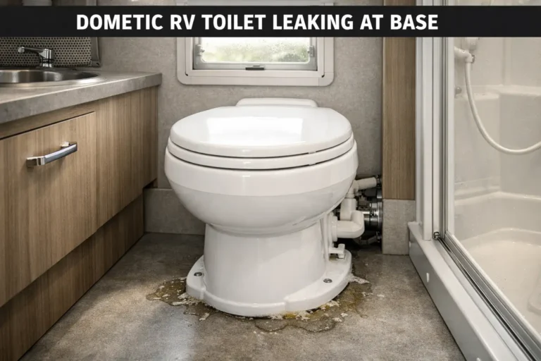 dometic rv toilet leaking at base