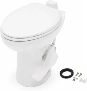 SEAFLO Porcelain RV Toilet with Elongated Bowl, 19” Residential Height, Gravity Flush, Foot Pedal Flush, Soft Close Seat, Easy Install,