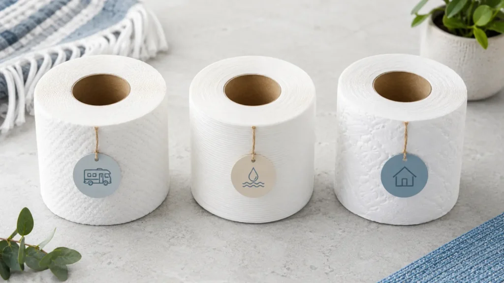 Three toilet paper rolls compared for RV black tank safety